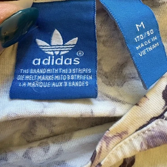 Adidas purple floral cotton cropped tee size medium - Picture 3 of 6